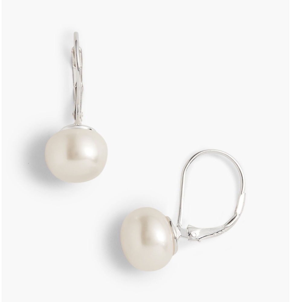 Talbots Jewelry Freshwater Pearl Leverback Sterling Earrings